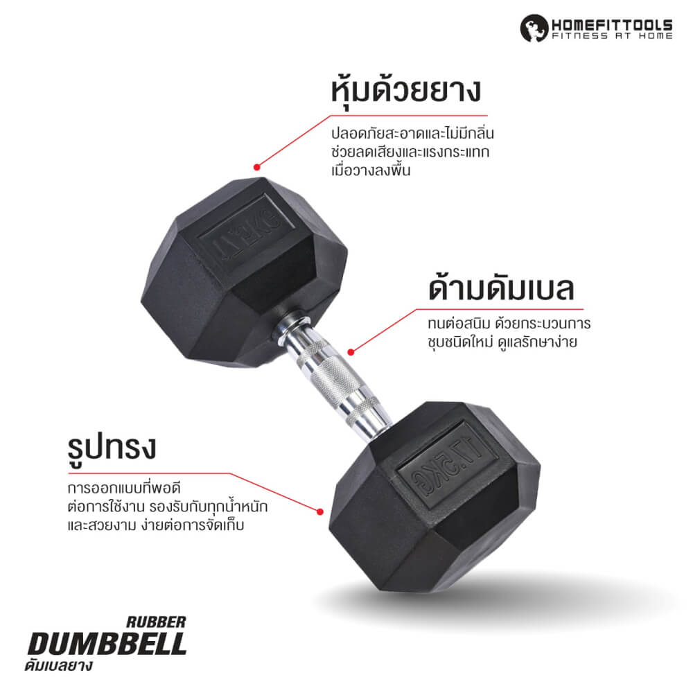 ดัมเบลยางกลม HOMEFITTOOLS 50KG 1 คู่